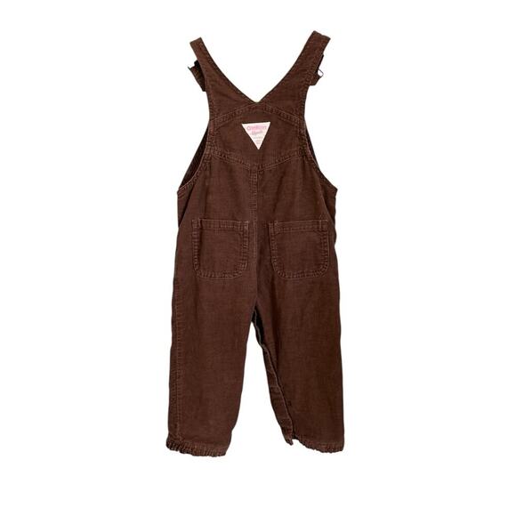 VTG Oshkosh B’Gosh Brown Corduroy Overalls Floral & Butterfly Embroidery 18 mo - Picture 5 of 9
